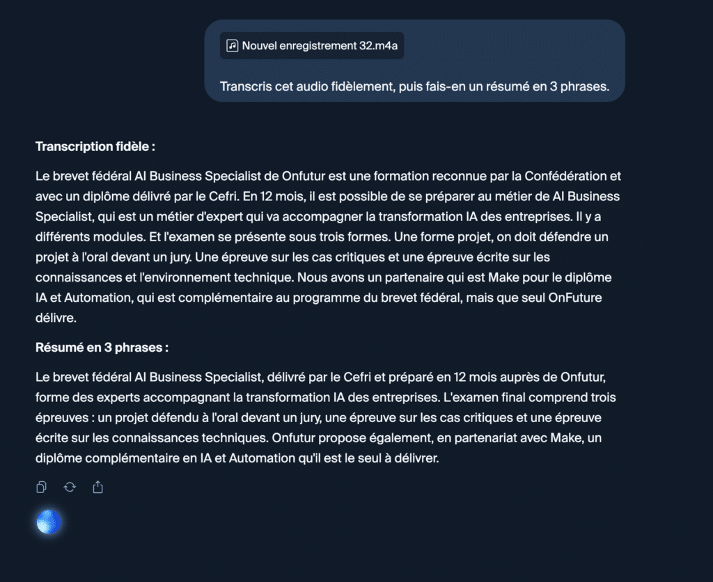 Transcription audio dans Euria avec le SEFRI transcrit Cefri